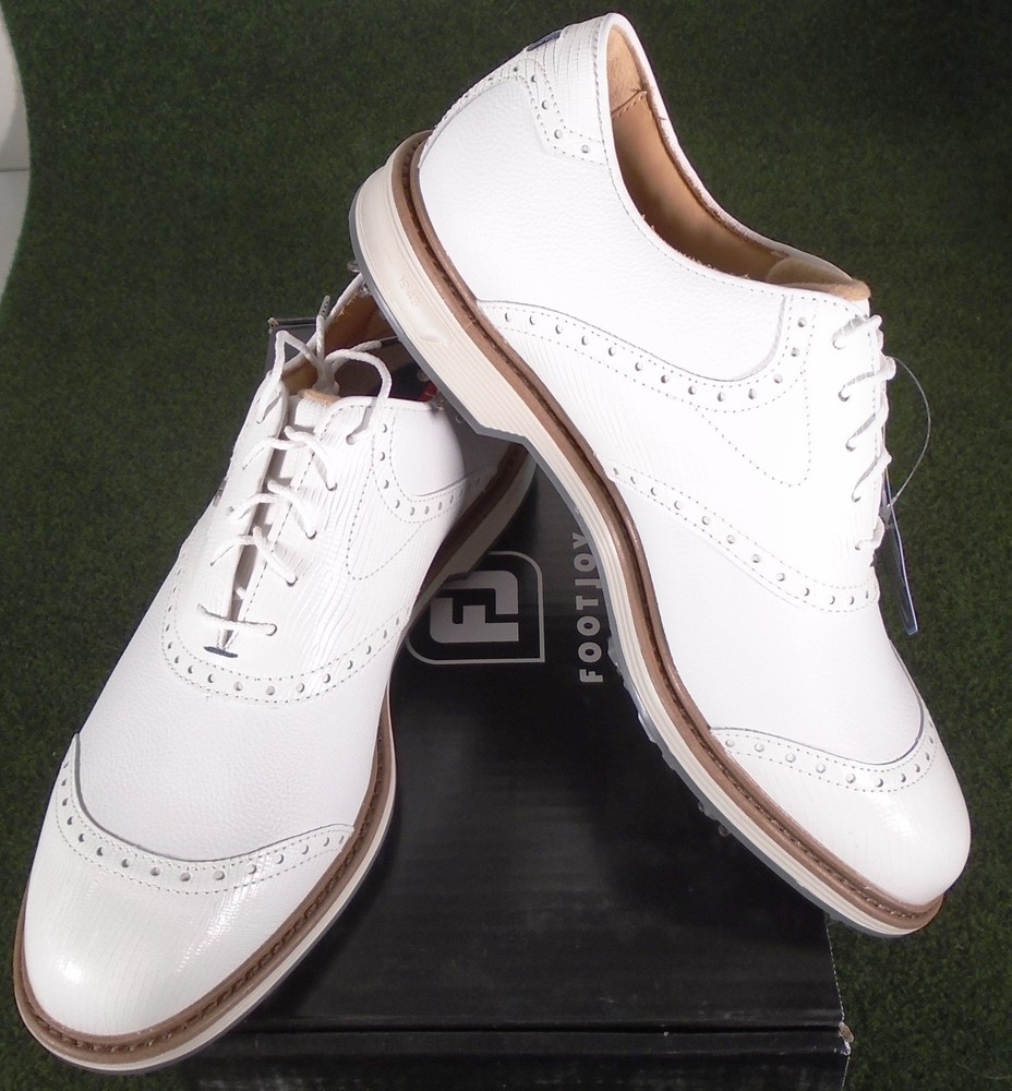 NIB Footjoy  DryJoys Premiere Wilcox Spiked Golf Shoes, White, 54322