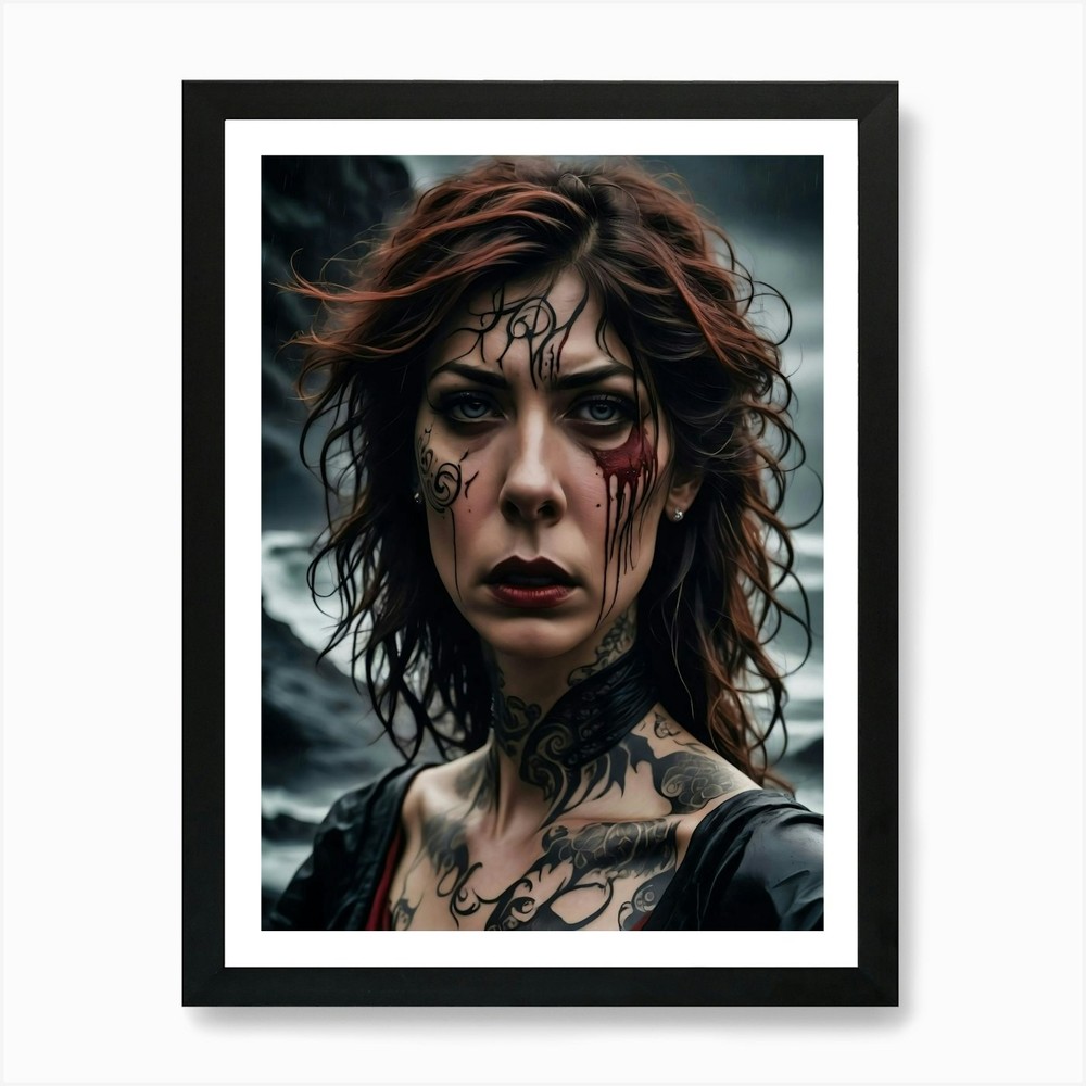 Tattooed Woman Art Print Framed Wall Art Poster Canvas Print Picture