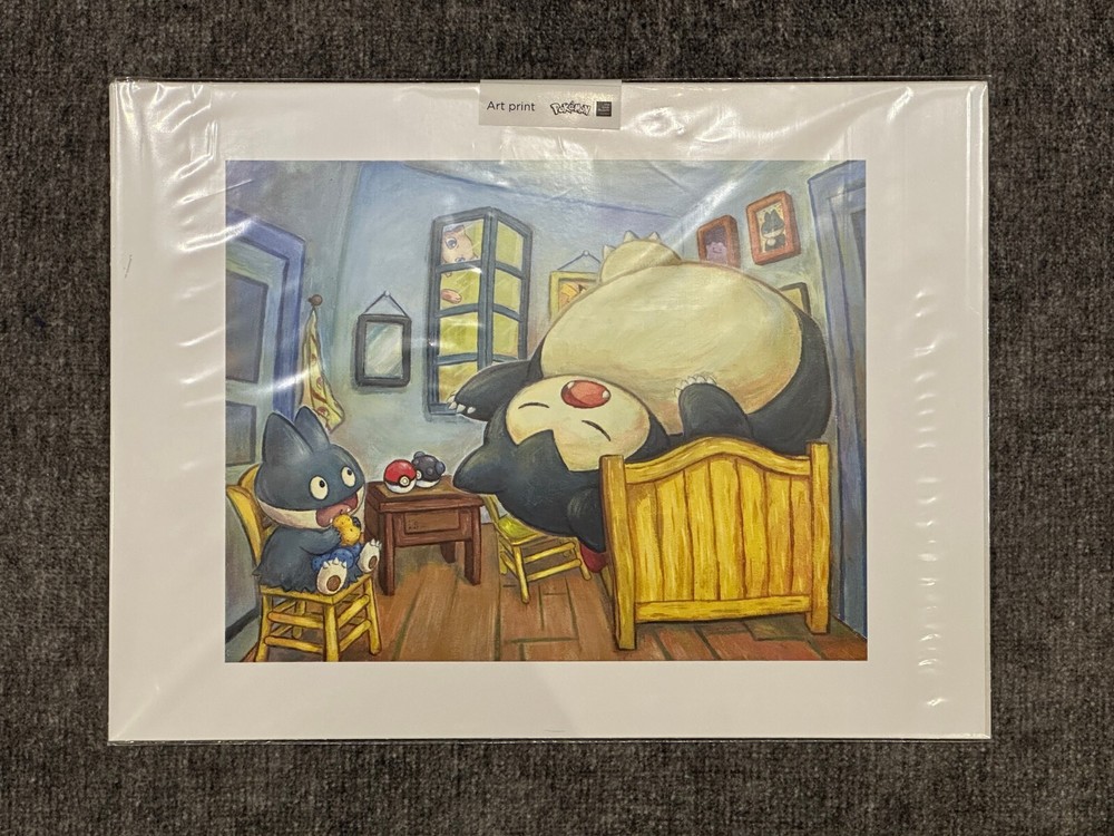 Pokémon x Van Gogh Snorlax and Munchlax The Bedroom Inspired Art Print | Limited Edition Collectible Design