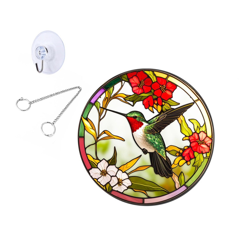 Hummingbird Stained Acrylic Window Hanging - Hummingbird Wall Decor for Cafe ...