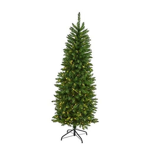 . Slim Mountain Pine Artificial Christmas Tree with 250 Clear LED 6ft Green
