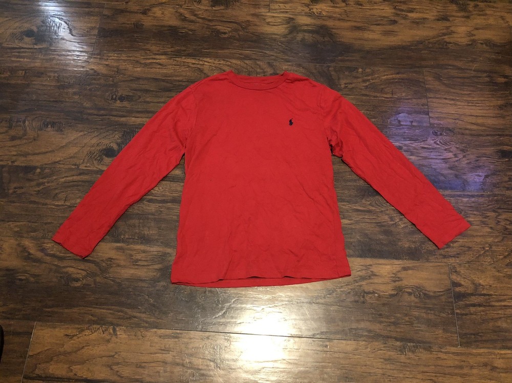 Polo Ralph Lauren Boys Red Long Sleeve Crew Neck Shirt Size Large (14-16)