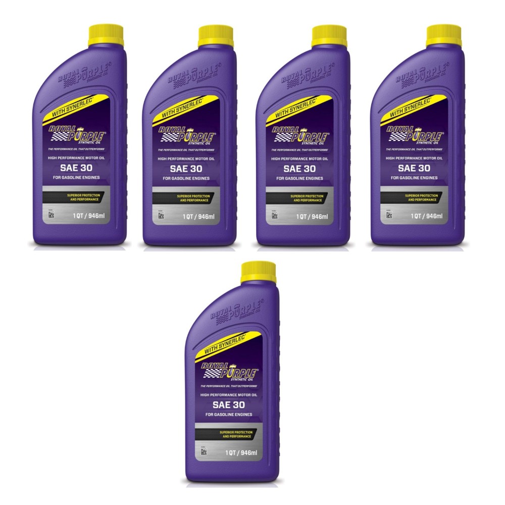 Royal Purple SAE 30 Synthetic Motor Oil 5-Pack 1 Qt Bottles