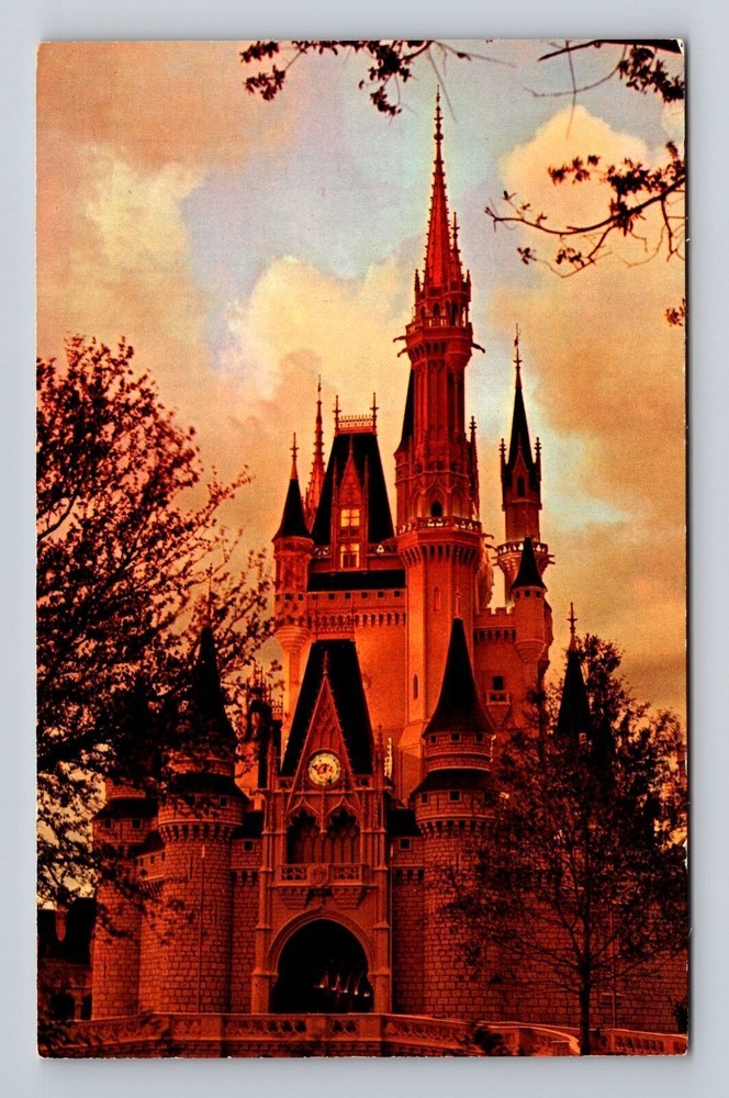Vintage Walt Disney World Cinderella Castle Postcard Orlando Florida FL