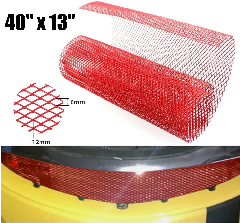 100x33cm Aluminium Car Bumper Grille Grill Mesh Net Vent Diamond Hole 6x12mm Red