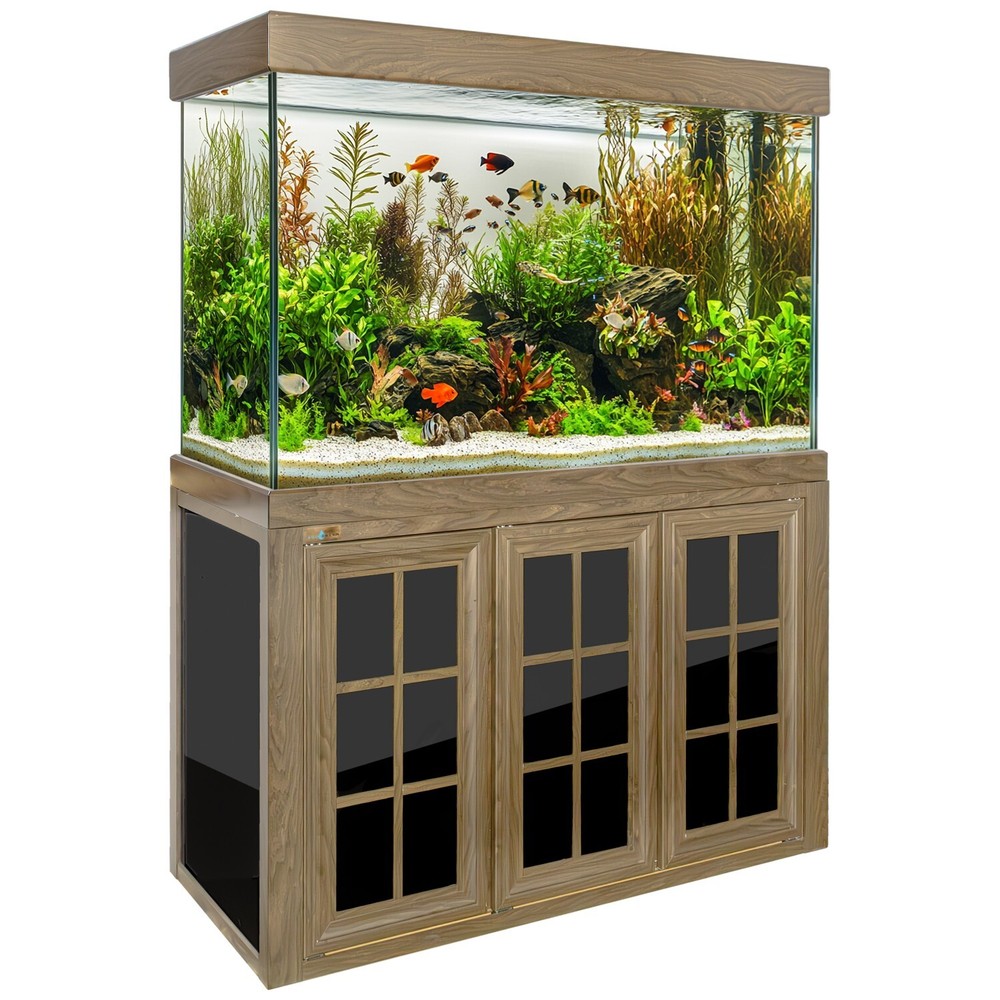 145-Gallon Darkwood Stand Tempered Glass Aquarium Tank