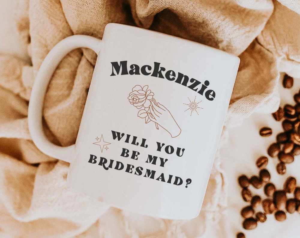 Will You Be My Bridesmaid Personalized Floral Coffee Mug For Bridesmaid Proposal