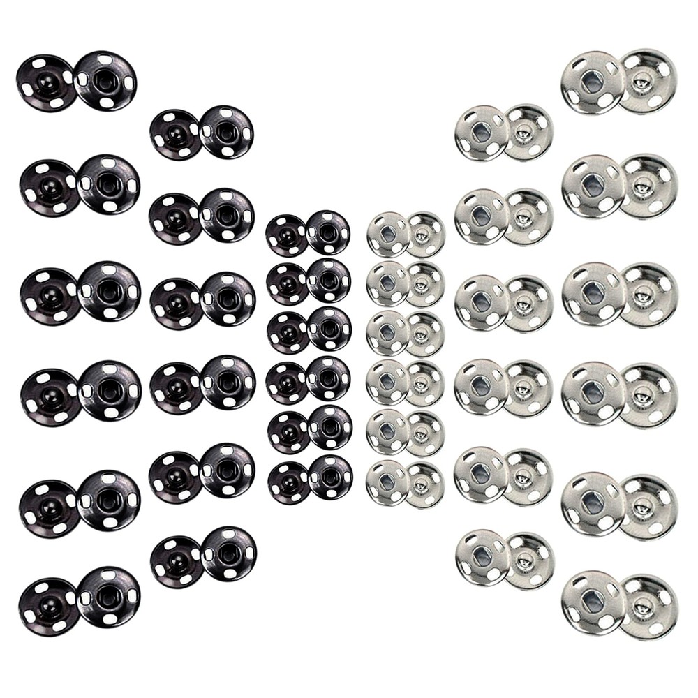 100 Sets Sew-on Snap Buttons Metal Snaps Fasteners Press Studs Button for Sewing