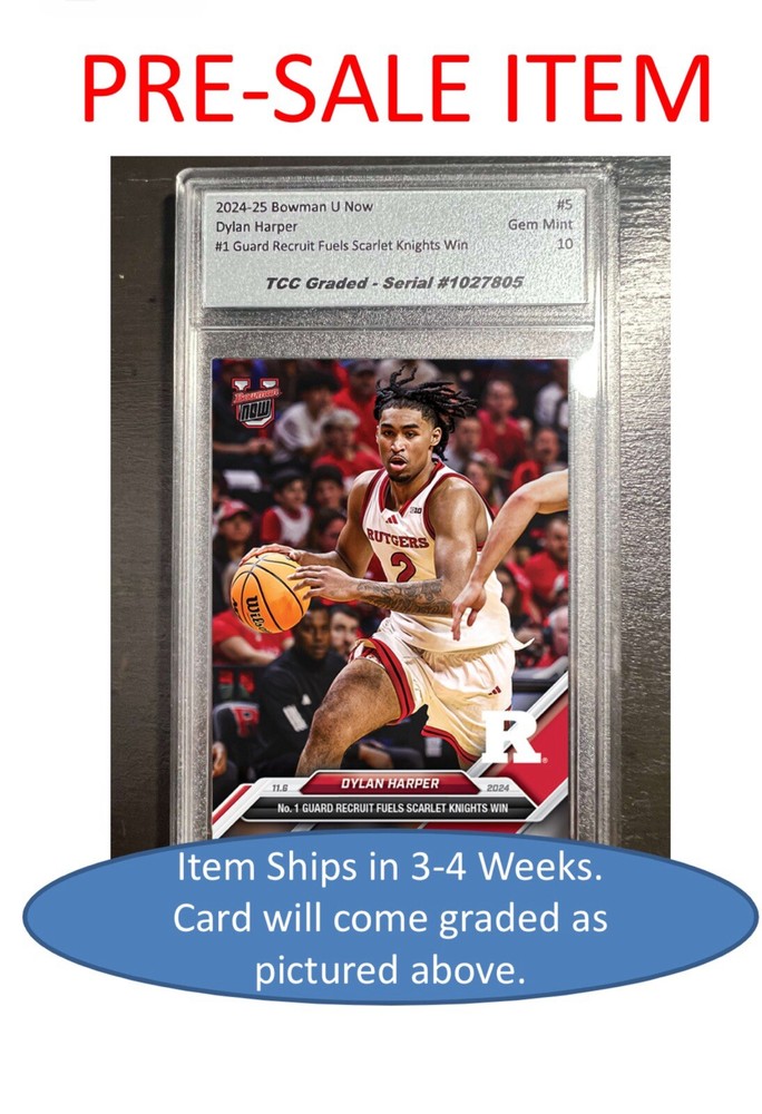 PRESALE 2024 Bowman U Now Dylan Harper NCAA Debut TCC Graded Gem Mint 10-image