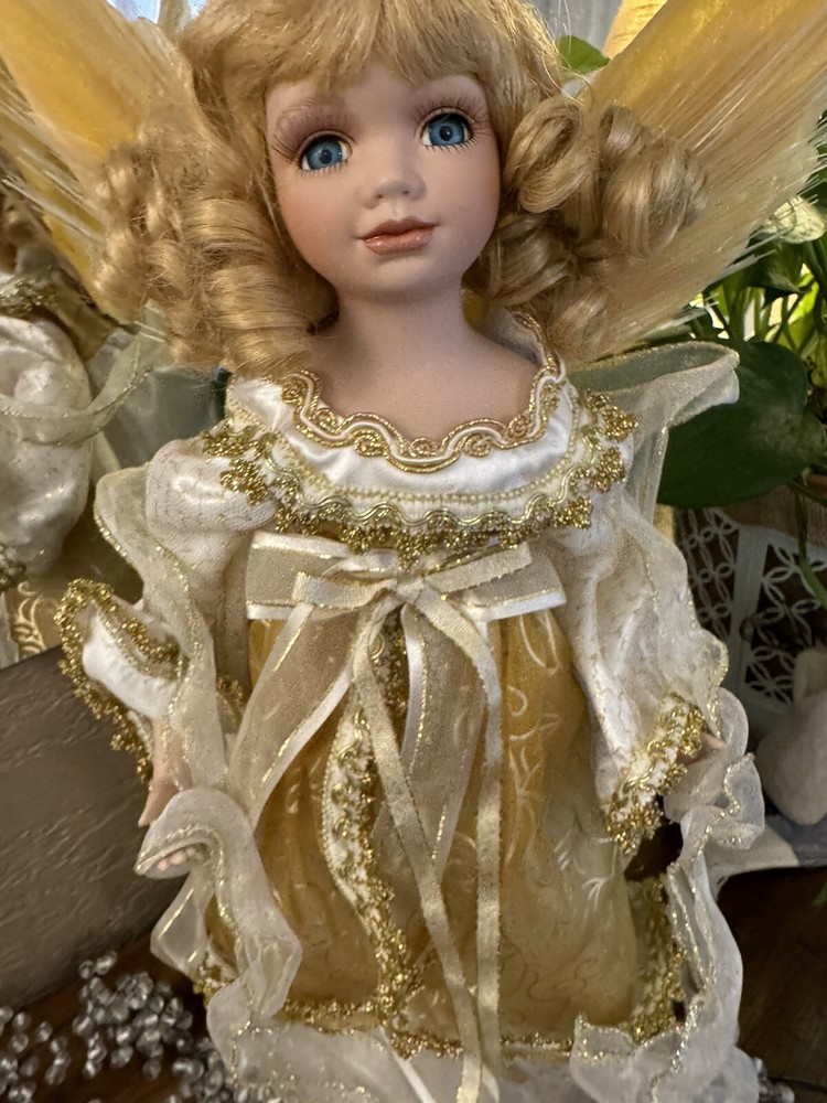 Y2K Christmas Motion-Activated Fiber Optic Porcelain Angel with Color-Changing Lights 16