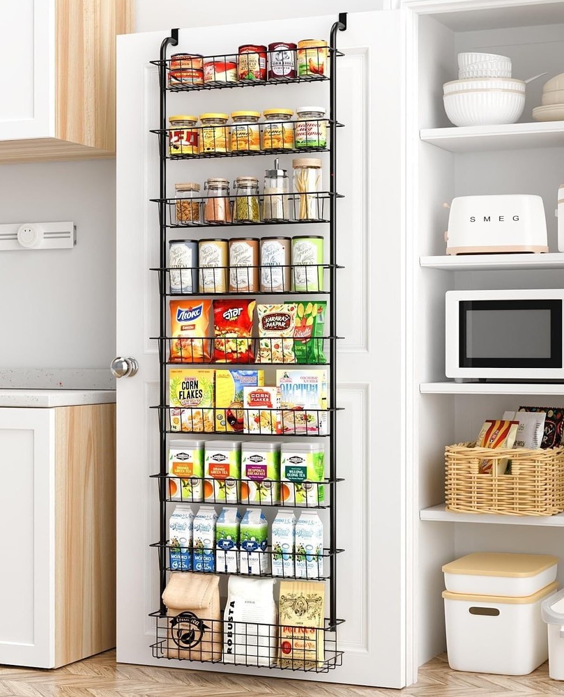 Over The Door 9-Tier Metal Pantry Organizer Spice Rack Storage Space Saver