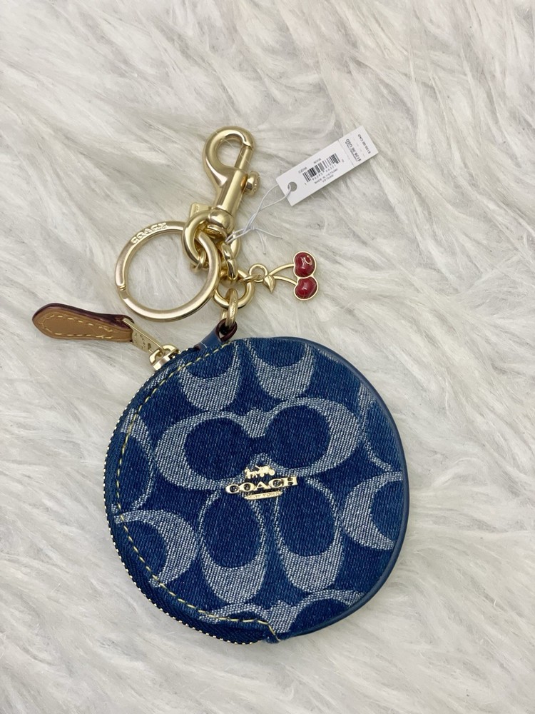 NWT Coach Denim Signature Circular Coin Pouch Charm CZ256