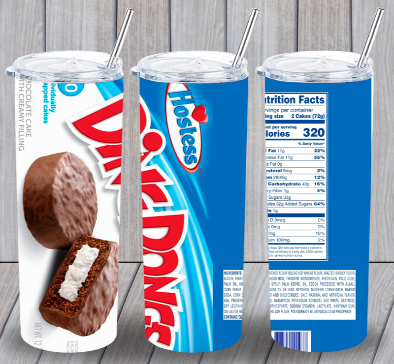 Hostess Ding Dongs Multicolor 20oz Insulated Tumbler Lid Plastic Straw New