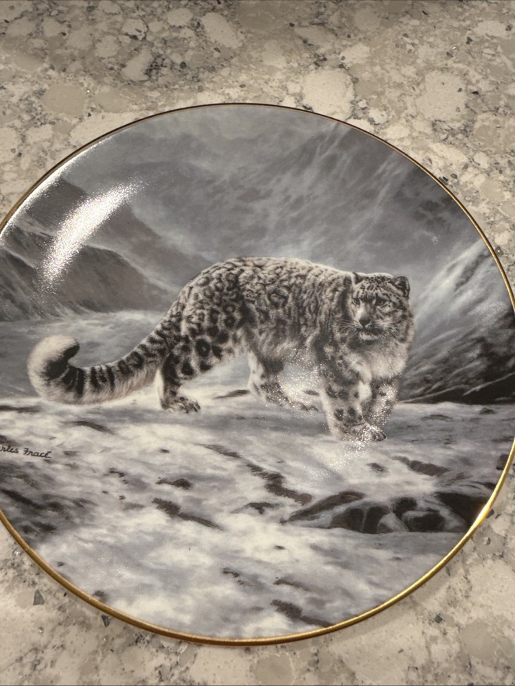 Charles Frace Signed Fleeting Encounter Snow Leopard Collector Plate Limited Edition 1991
