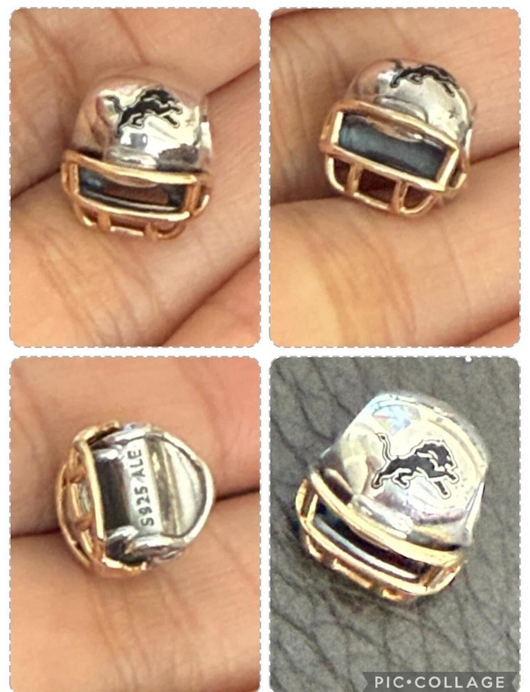 Pandora Retired Detroit Lions Football Two-Toned Helmet Charm