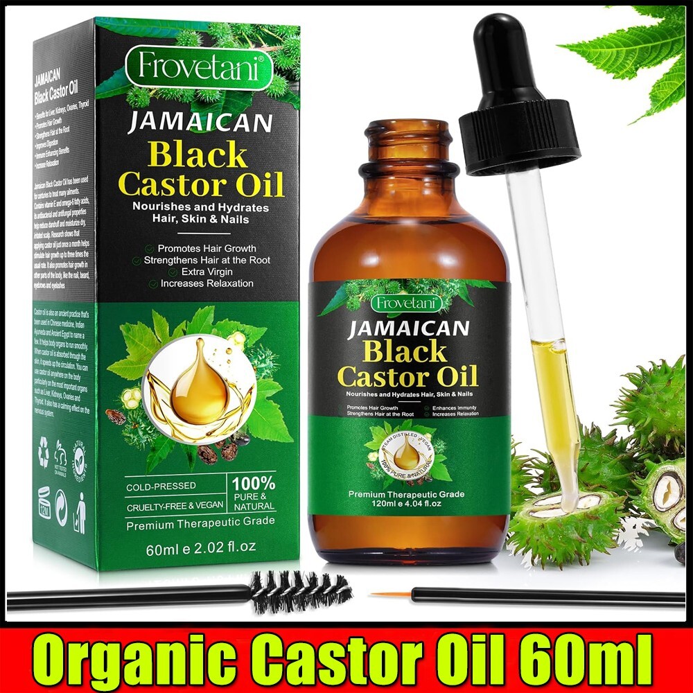 Organic Jamaican Black Castor Oil 100% Pure Hair Growth Skin Nails Treatment