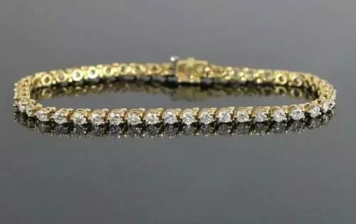 4Ct Round Lab Diamond Tennis Bracelet in 14K Yellow Gold