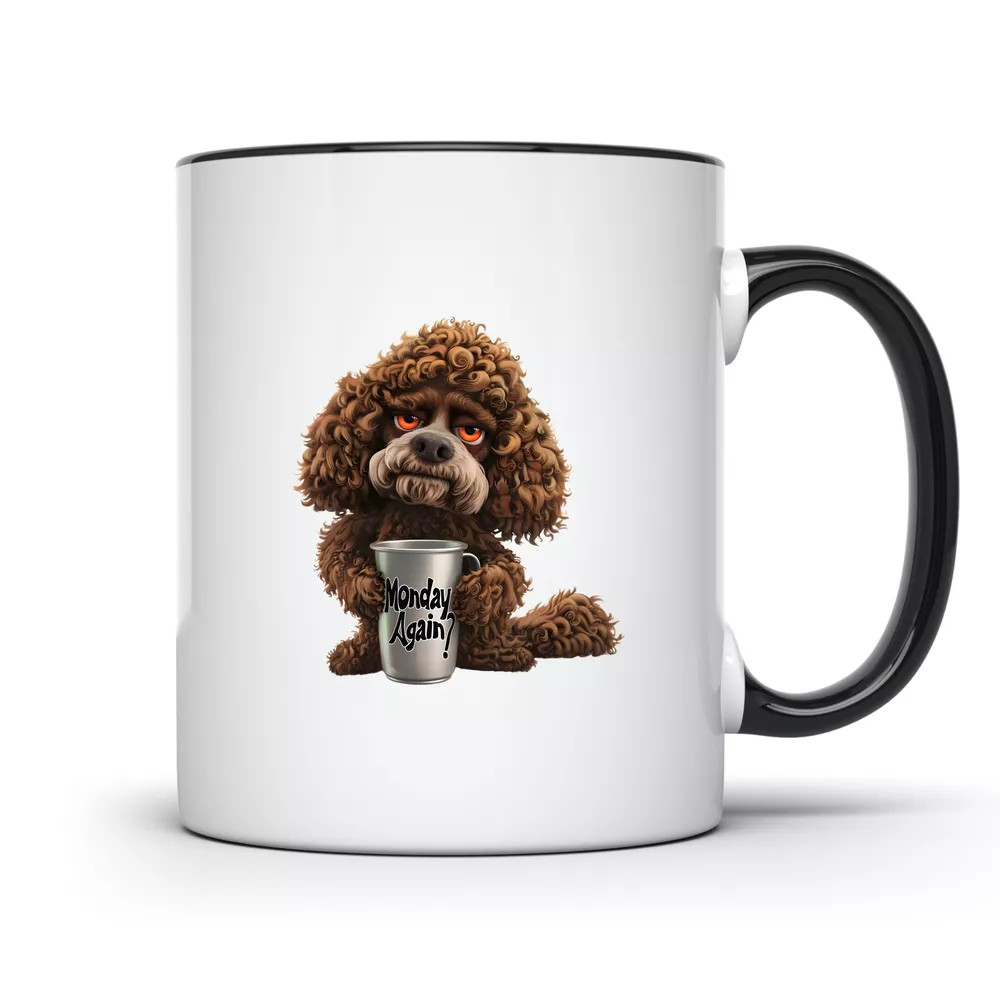 Dog Monday Again? Mug – 11oz Black Rim Coffee Cup – CCBM1671