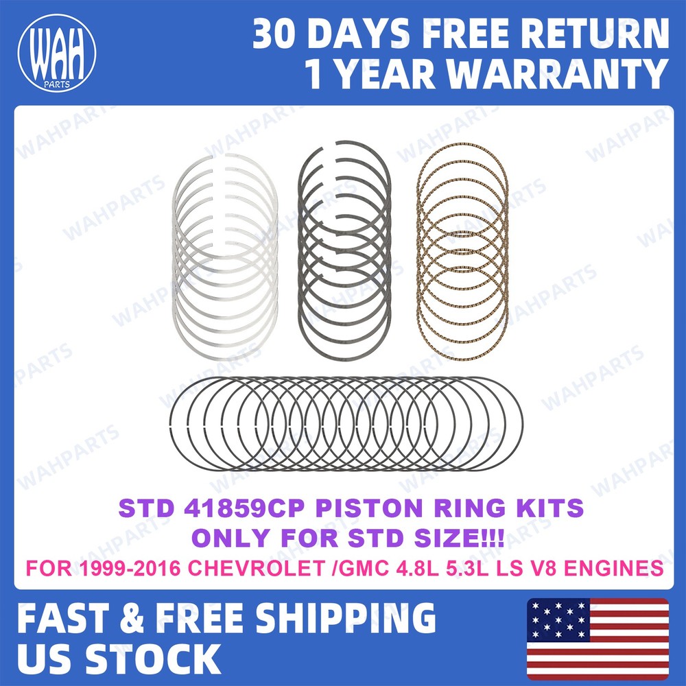 For 1999-2016 Chevrolet GMC 4.8L 5.3L LS Engines STD Piston Ring Set 41859CP
