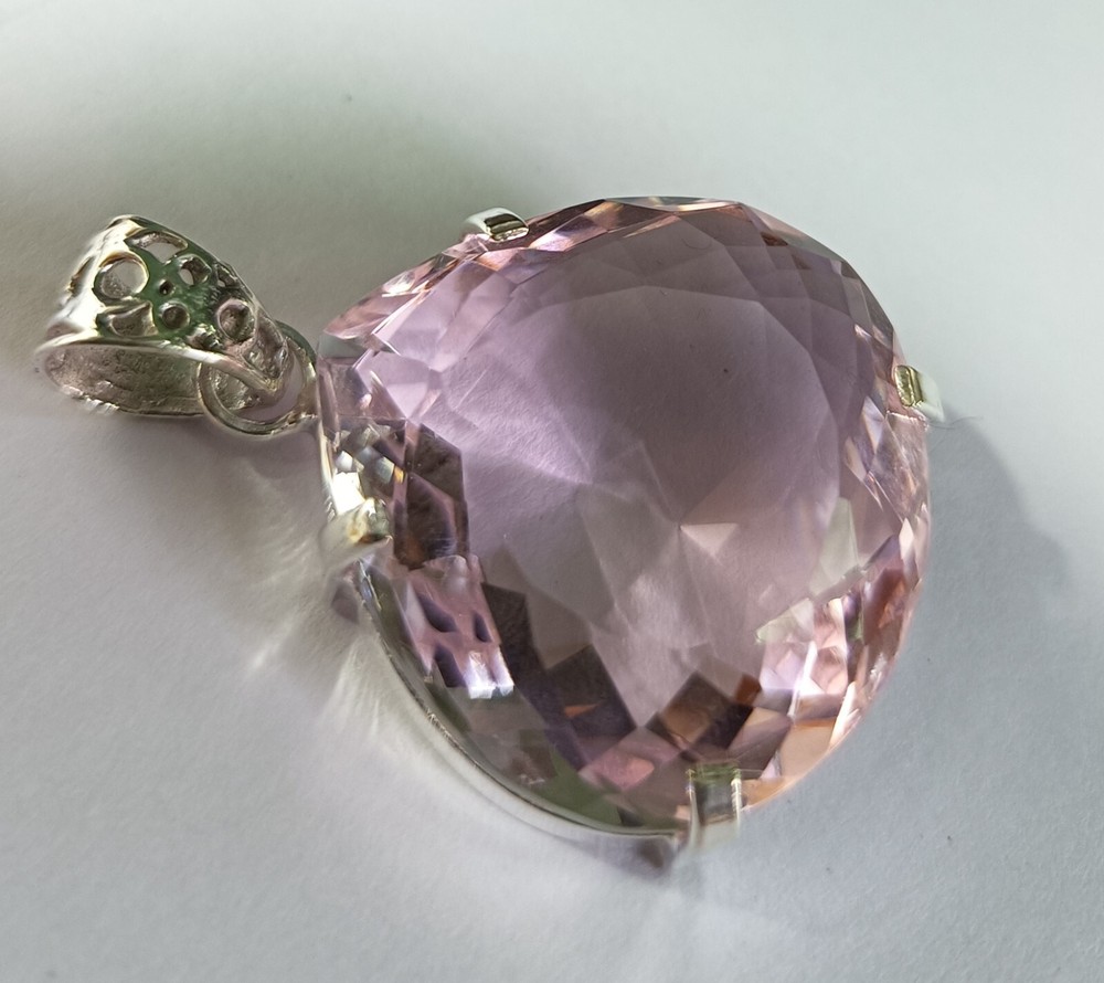 Pink Heart Topaz Pendant 925 Solid Silver Natural 75.45 Ct Gift For Loved Ones