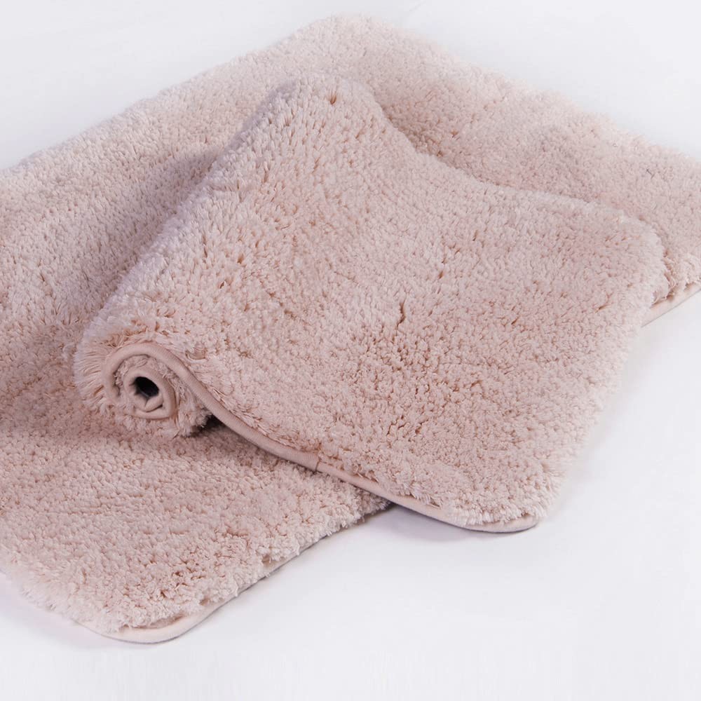 Shaggy 2-Piece Dusty Pink Bath Rug Set 20x32 Non-Slip Machine Washable