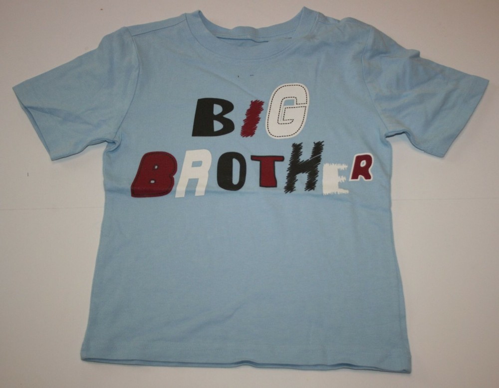 New Boys 4 year BIG BROTHER Top Blue Short Sleeves Crazy 8 by Gymboree Graphic T-image