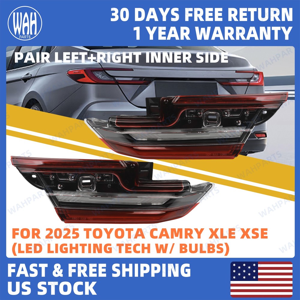 Pair For 2025 Toyota Camry XLE XSE Left & Right Inner Side LED Tail Light Lamp