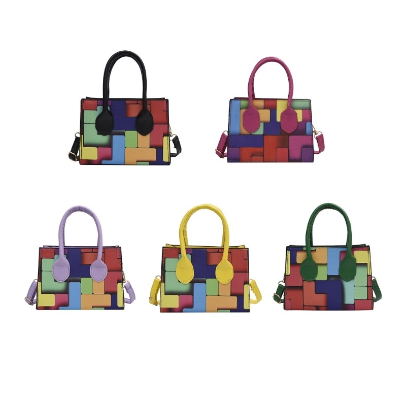 Women s Fashionable Shoulder Bag PU Handbag Crossbody Bags with Colorful Pattern