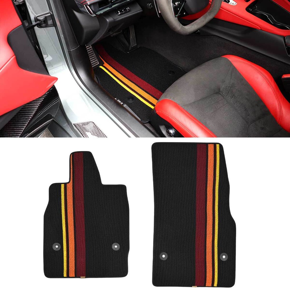2X Floor Mats Luxury Carpet Waterproof All Weather For Corvette C8 2020-2024 Z06