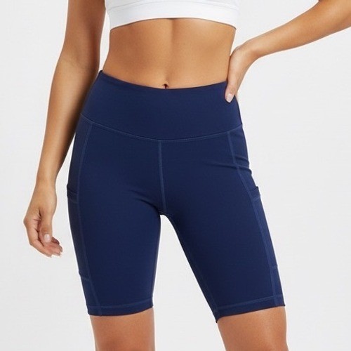 Baleaf Biker Shorts Womens XL Midnight Blue Stretch Pockets Elastic High Waisted