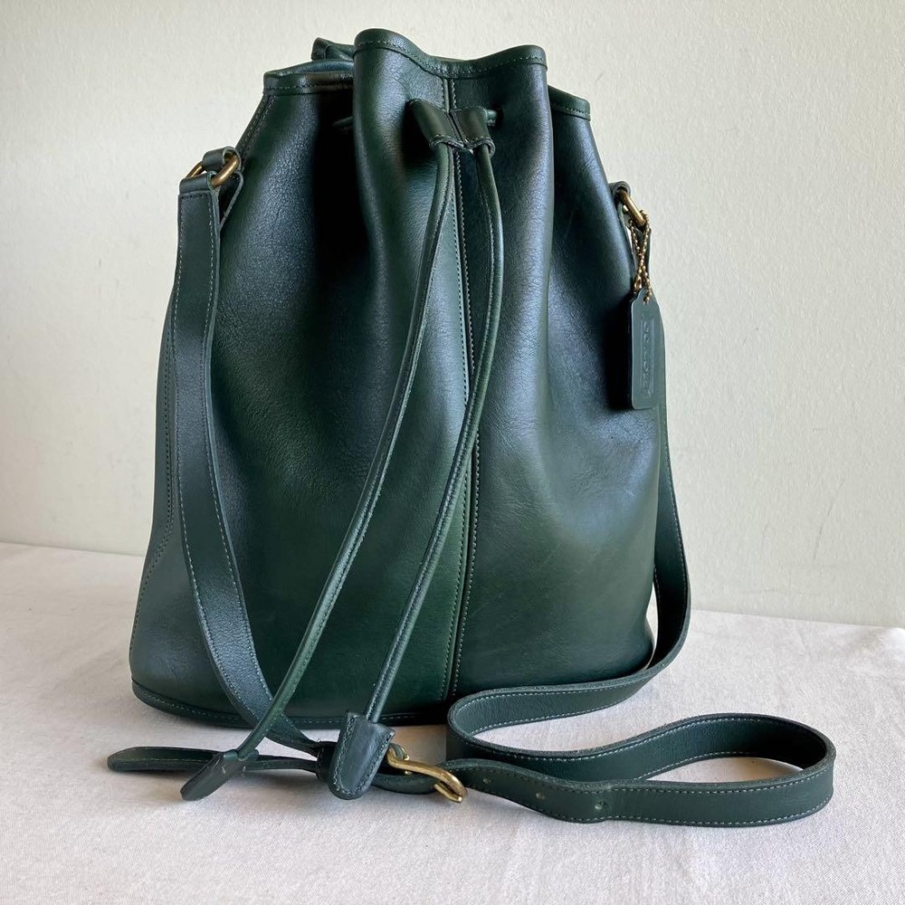 Coach Vintage Nicholas Green Leather Bucket Bag Crossbody Rare Color