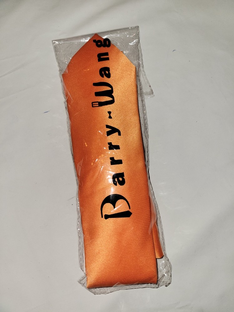 Barry Wang orange silk tie and bow tie set for men