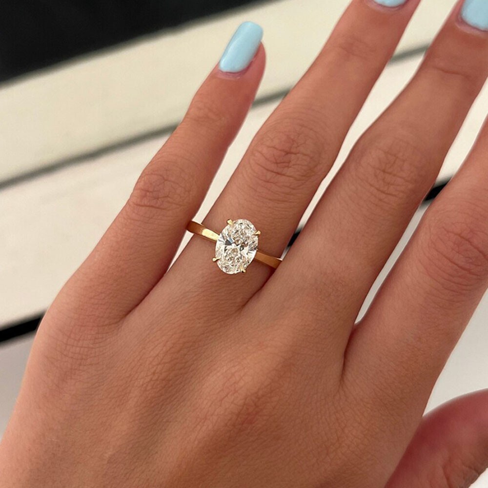 Diamond Wedding Band IGI GIA Lab Grown Certified Oval 2.15 Carat 18K Yellow Gold