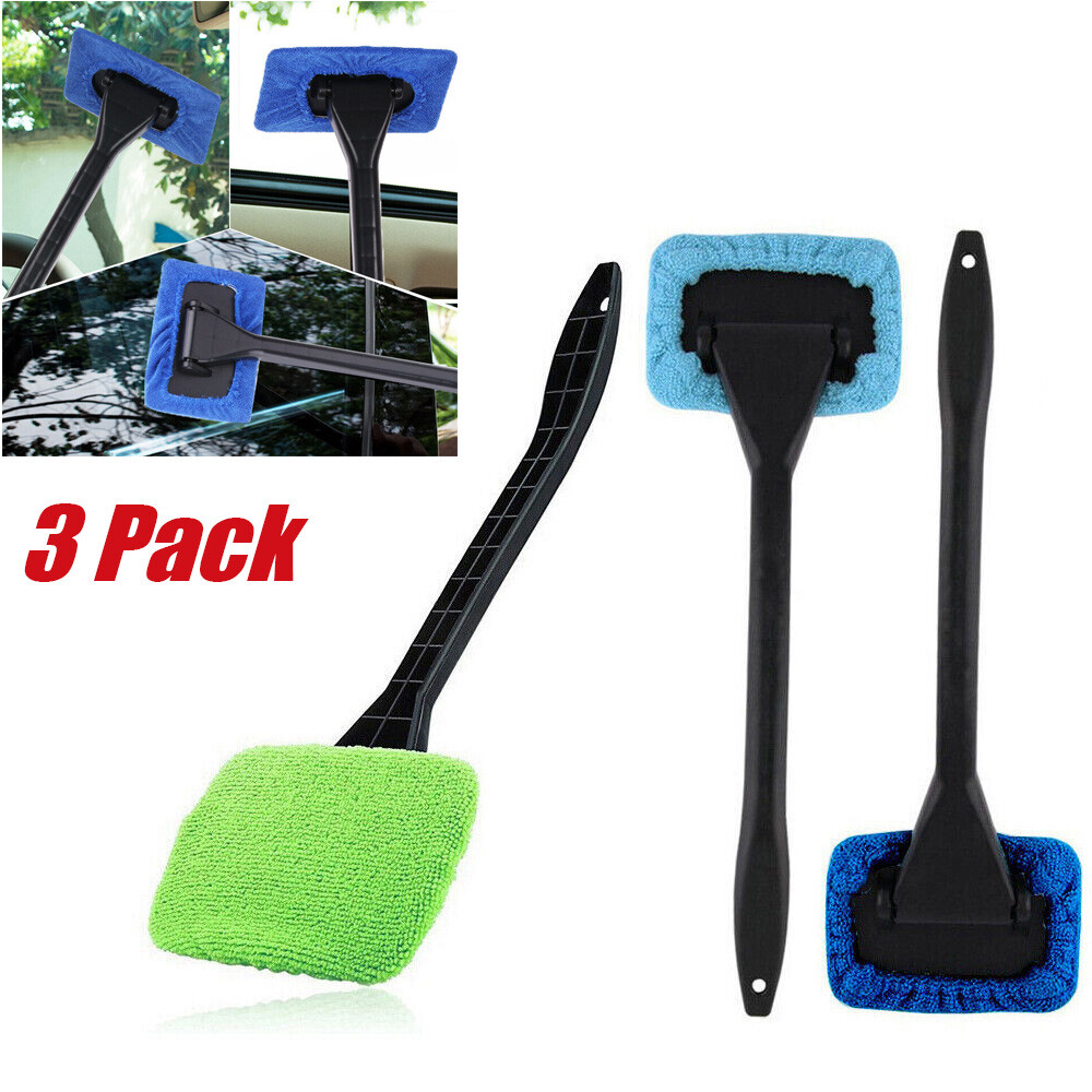 3 Pack Window Windshield Cleaning Tool Microfiber Car Wiper Cleaner Glass Brush