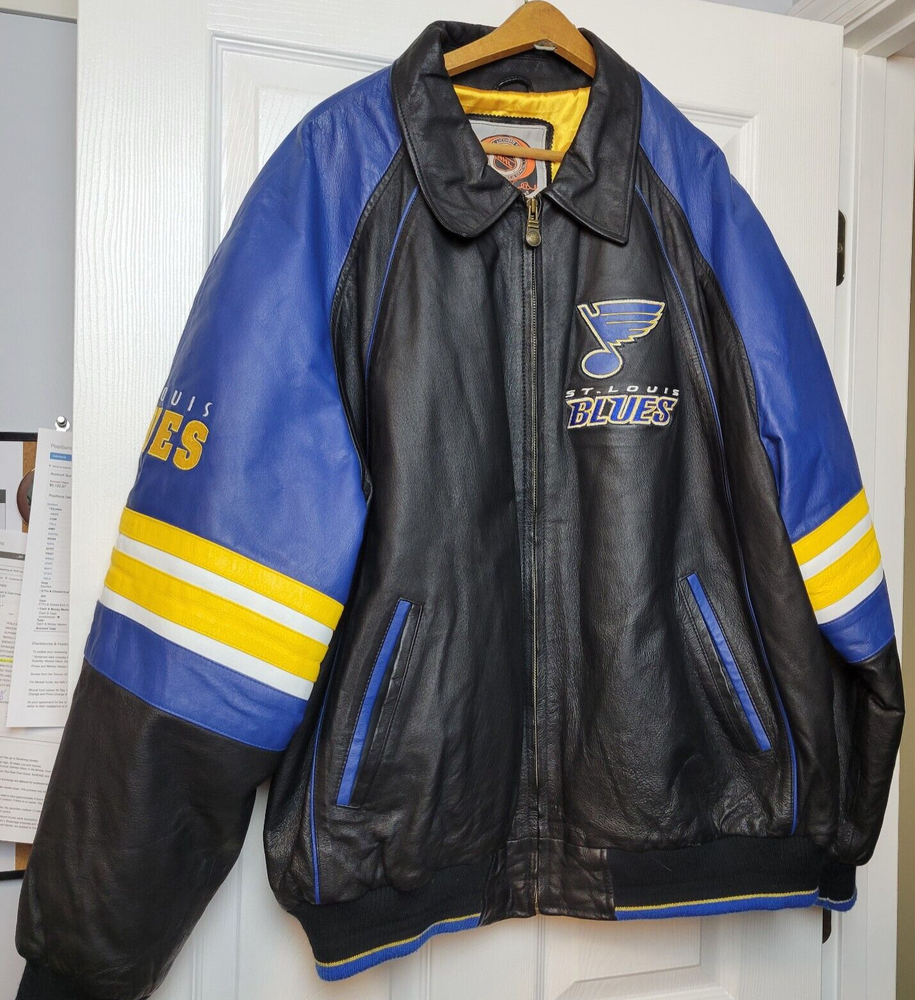 St Louis Blues   Leather Varsity XX Lg Jacket Coat NHL G-III Sport Carl Banks
