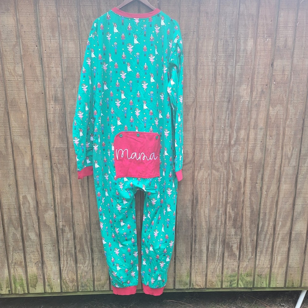 Christmas Mama Embroidered Piece Button Up Pajamas Womens Size XXXL
