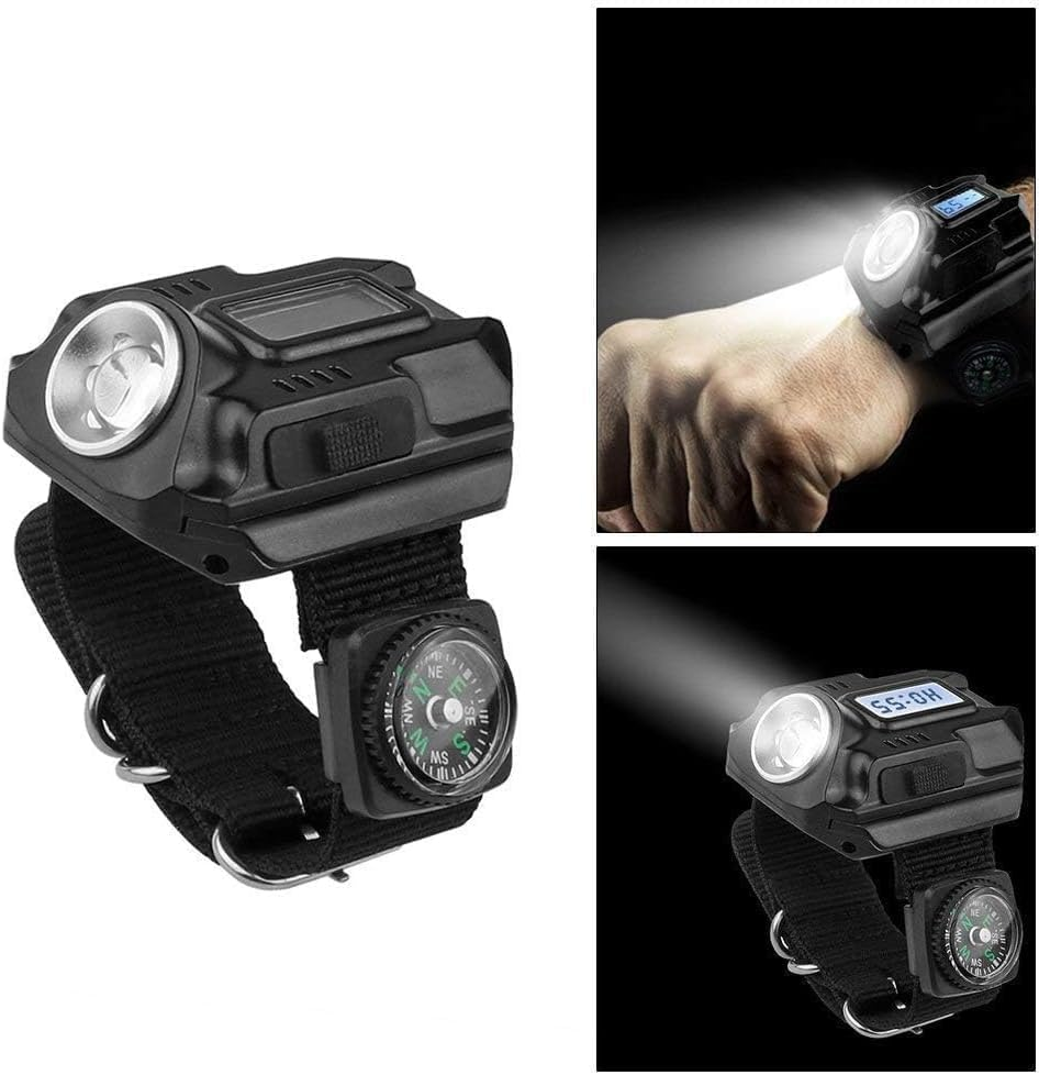 LED Tactical Wrist Light Flashlight Portable Rechargeable