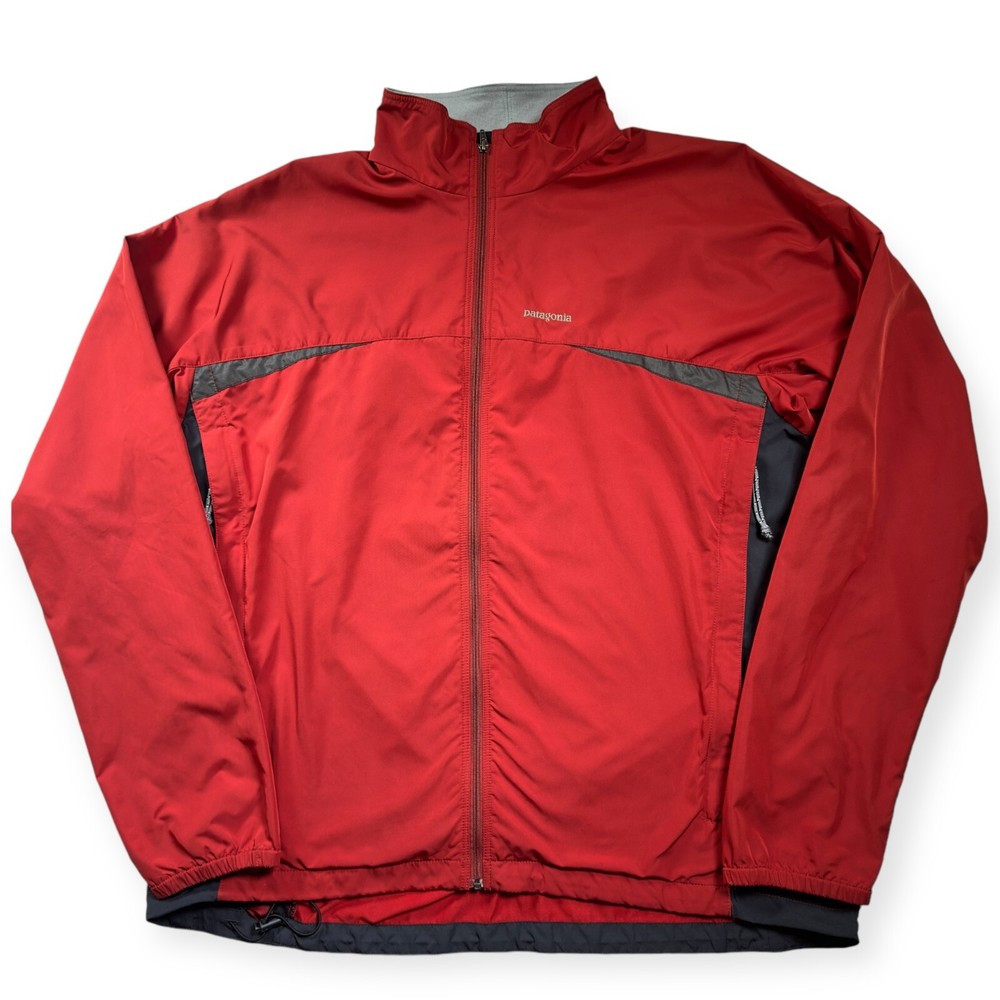 Vintage Patagonia Men's XL Windbreaker Full Zip Nylon Color Block Red Jacket