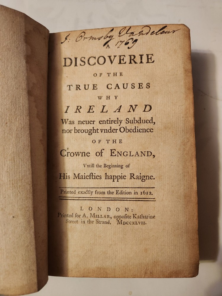 Antique Book Ireland England 2nd Ed. 1747 By John Davies Leather-bound HC Rare