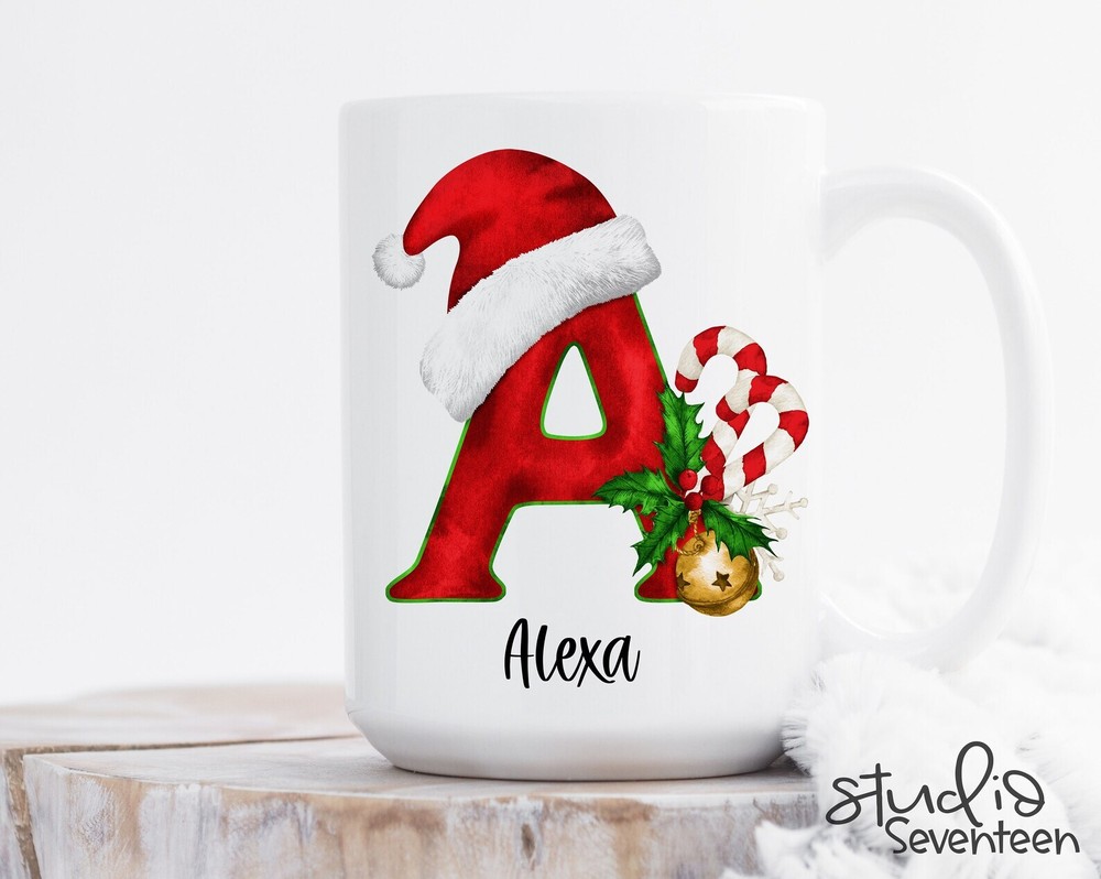 Personalized Christmas Monogram Mug Customizable Coffee Cup Coffee Bar Decor Chr