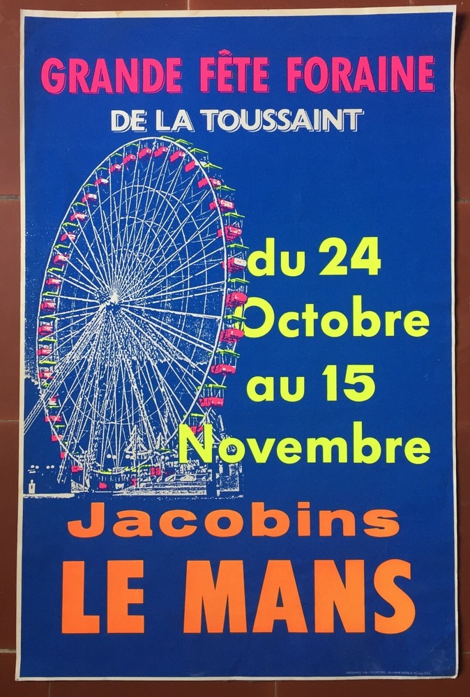 Poster Big/Large Party Fair Of La Halloween Jacobins le Mans 40x60cm