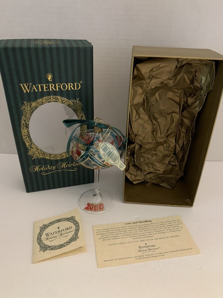 Waterford Holiday Heirlooms 2000 New Years Toast Champagne Glass Ornament NIB Limited Edition-image