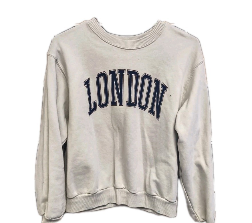 Hollister Women’s Small Cream London Graphic Crew Neck Sweatshirt