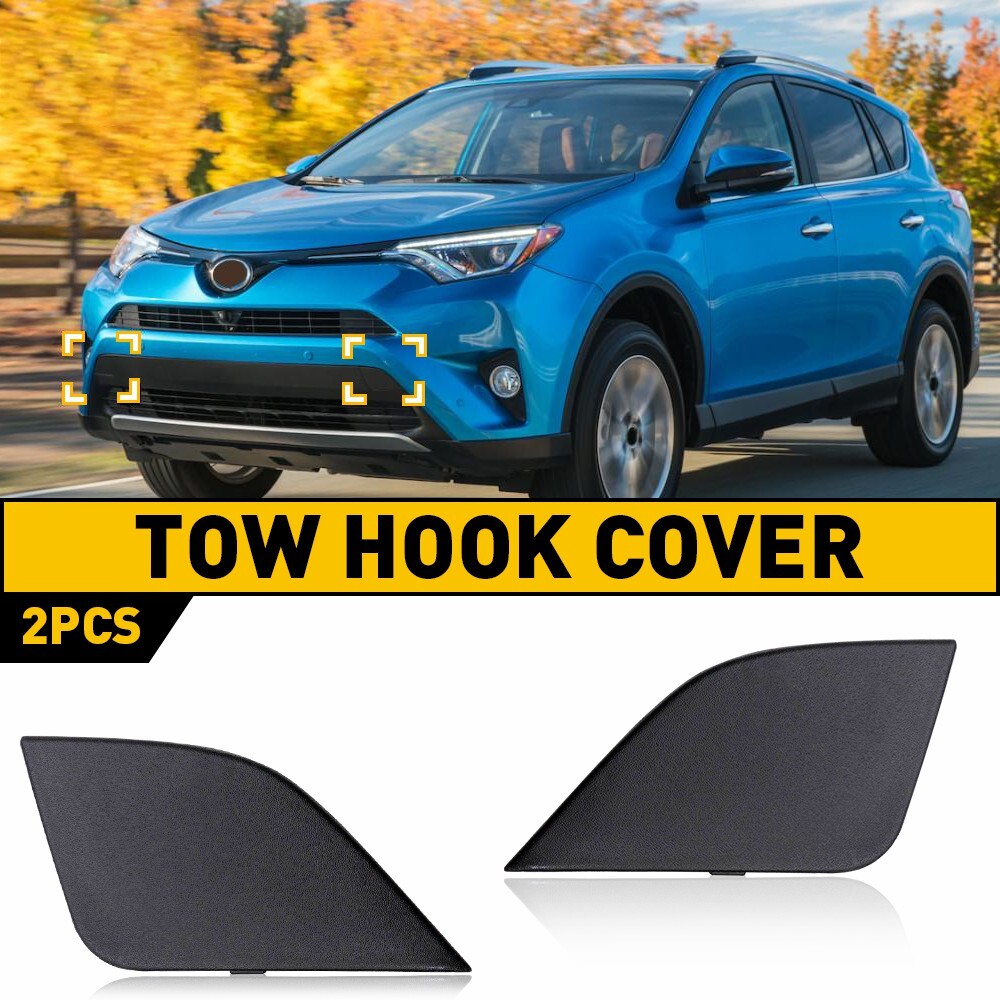Pair of Front Bumper Tow Hook Cover Caps for 2016-2018 Toyota RAV4 Left & Right