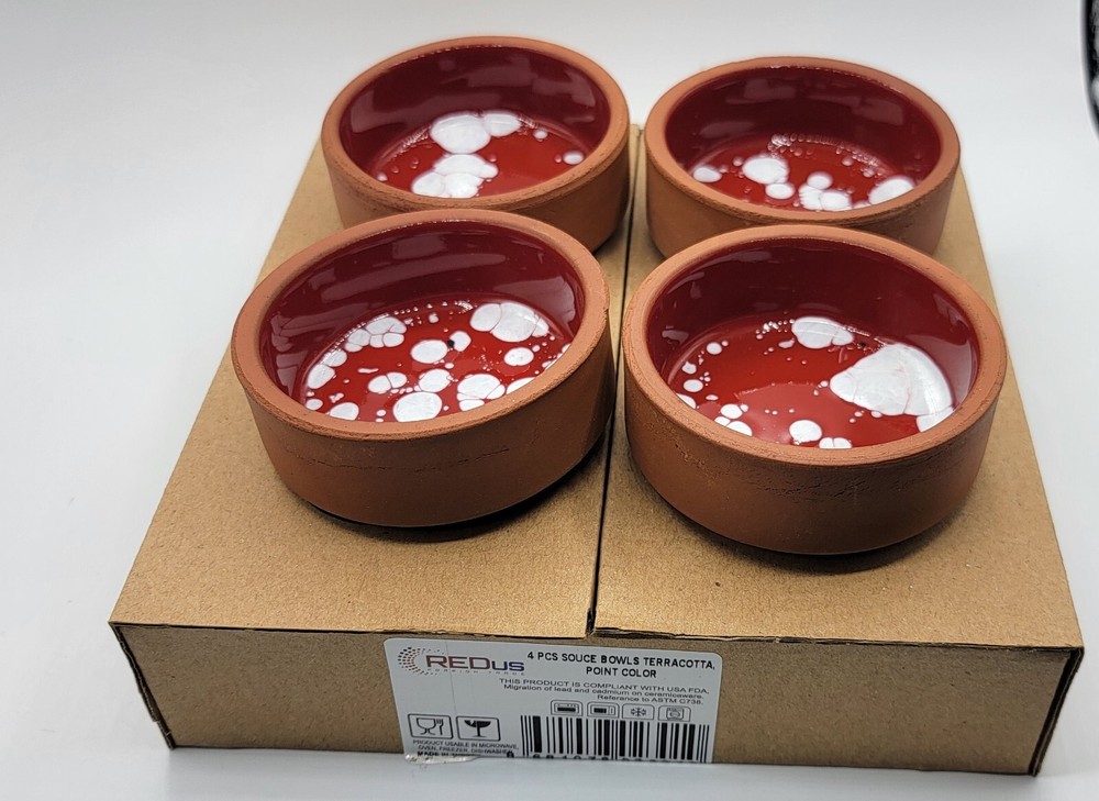 Brand NEW 4Pcs Terracotta Bowls Sauce Serving Dipping Cooking CLEARANCE SALE !!-image