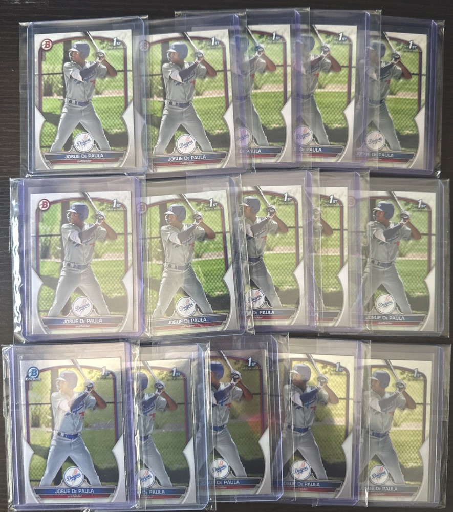 15x Josue De Paula 2023 Bowman Rookie Card Lot - LA Dodgers RC