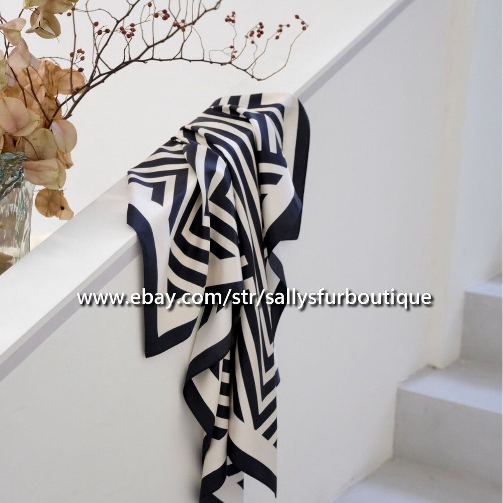 Sallys Boutique 16 Momme Striped Twill Silk Square Scarf 35 Inch Shawl