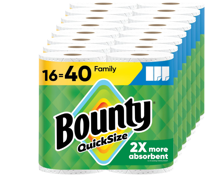 Bounty Quick-Size Paper Towels - 16 Family Rolls, 40 Regular Rolls