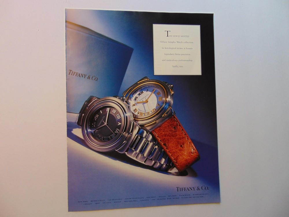 1994 TIFFANY & CO INTAGLIO WATCH COLLECTION vintage art print ad