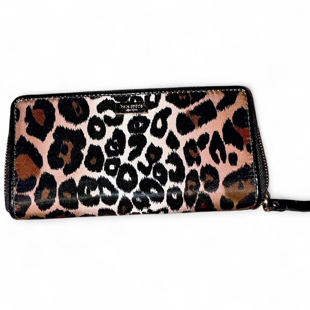 Kate Spade Leopard Print Zip Around Wallet Wristlet